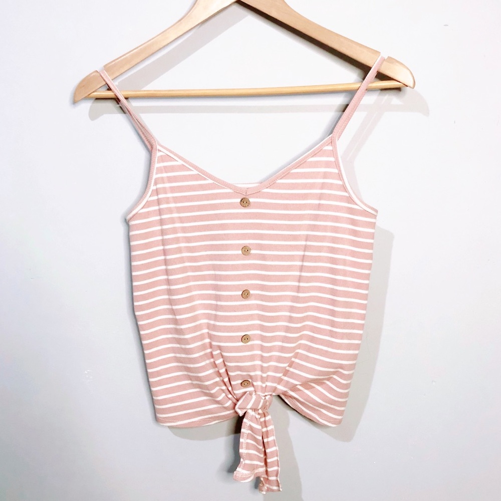2 for $20 | Blush striped tie front cami top